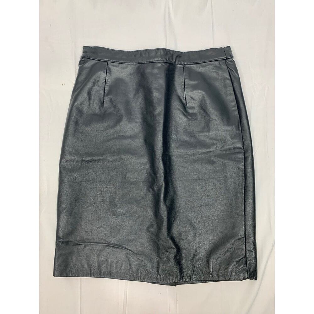 Vintage Spenser Jeremy Black Leather Mini Skirt Size 12